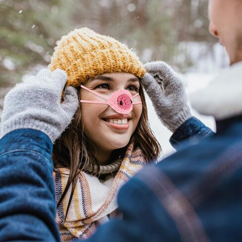 2pcs Nose Warmer, Windproof Wool Winter Nose Warmer Guard for a Cold Nose Crochet Cozy Nose Warmer Scarf Protector Nose Cover Sleeve for Women Men Outdoor Dust Ski (Black & Pink) in Saudi Arabia
