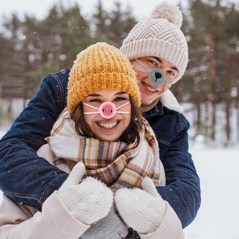2pcs Nose Warmer, Windproof Wool Winter Nose Warmer Guard for a Cold Nose Crochet Cozy Nose Warmer Scarf Protector Nose Cover Sleeve for Women Men Outdoor Dust Ski (Black & Pink) in Saudi Arabia