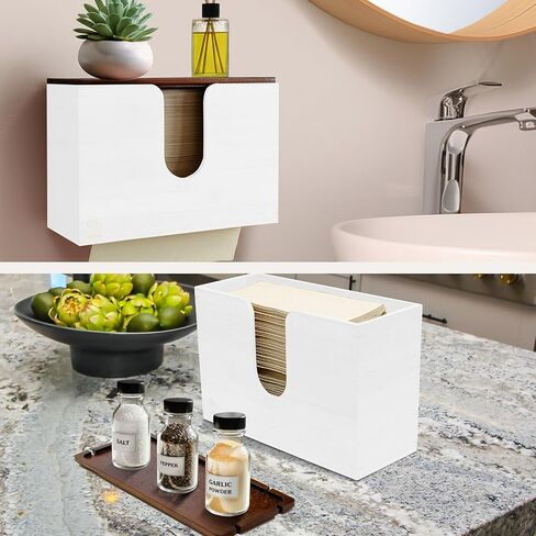 eBun Bamboo C Fold Paper Towel Dispenser – Wall Mount & Countertop Napkin Holder for Multifold, Z-Fold Styles, Modern Farmhouse Paper Towel Holder for Bathroom, Kitchen, Office & Commercial Use, Brown in Kuwait