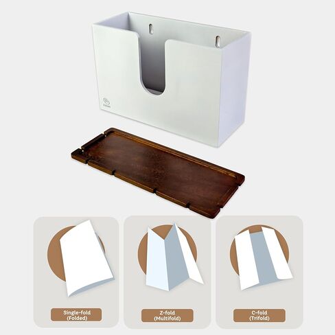 eBun Bamboo C Fold Paper Towel Dispenser – Wall Mount & Countertop Napkin Holder for Multifold, Z-Fold Styles, Modern Farmhouse Paper Towel Holder for Bathroom, Kitchen, Office & Commercial Use, Brown in Kuwait