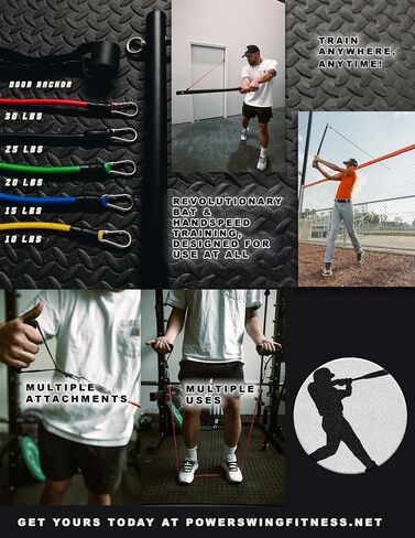 Power Swing Bat Pro - Baseball Softball Swing Training BAT - 5 نطاقات مقاومة قابلة للتعديل - نقاط مرفق متعددة لمسار التأرجح والقوة وسرعة الخفافيش - في التدريب في المنزل جميع الأعمار in Saudi Arabia