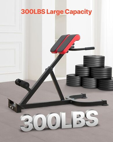 VEVOR Roman Chair Hyperextension Bench, 300 lbs Adjustable Extension Machine, Multi-Function Exercise Equipment for Glute, Hamstring, Lower Back, and Ab Workout, Fitness Weight Bench for Home Gym in Saudi Arabia