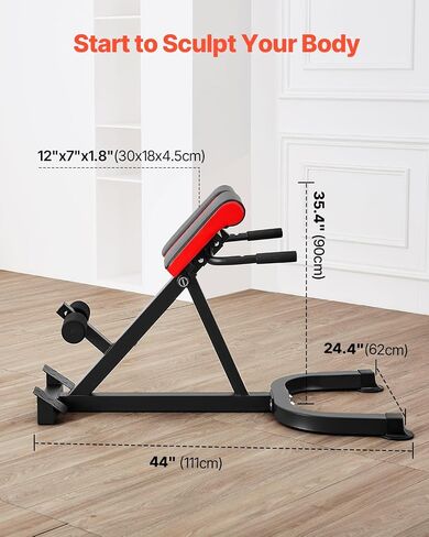 VEVOR Roman Chair Hyperextension Bench, 300 lbs Adjustable Extension Machine, Multi-Function Exercise Equipment for Glute, Hamstring, Lower Back, and Ab Workout, Fitness Weight Bench for Home Gym in Saudi Arabia