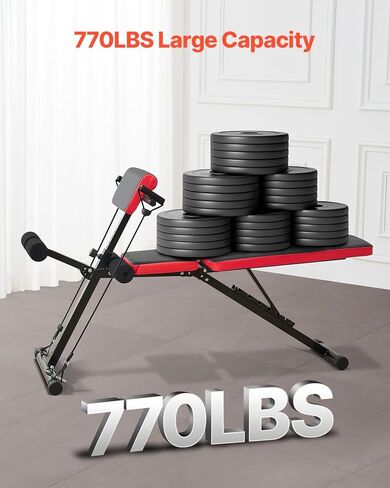 Vevor متعددة الوزن وظيفي مقعد لممارسة تمارين كامل الجسم ، مقعد الروماني فرط النقد ، 770 رطلا معدات قابلة للتعديل وقابلة للطي للذراع الخلفية Core AB ، آلة التمرين للجلوس لصالة الألعاب الرياضية المنزلية in Kuwait