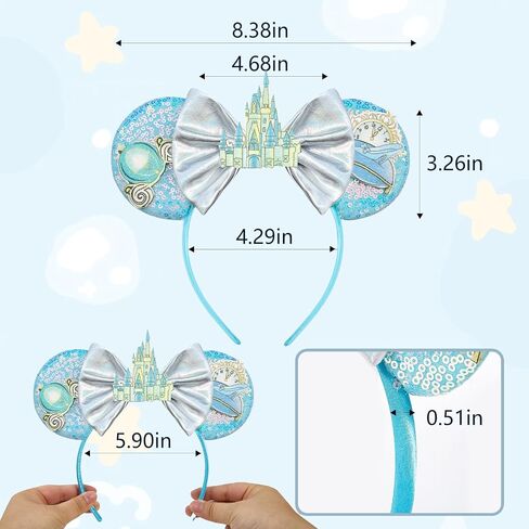 Mouse Ear Headband, Birthday Ears for Women Girls kids Adult, Princess Costume for Party Trip Parks CospLay Essentials in Saudi Arabia