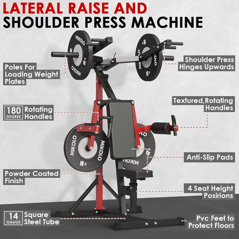 Mikolo Deltoid and Shoulder Press Machine, Lateral Raise Machine with Adjustable Seat and Backrest, 800 Weight Capacity Upper Body Machine in Saudi Arabia