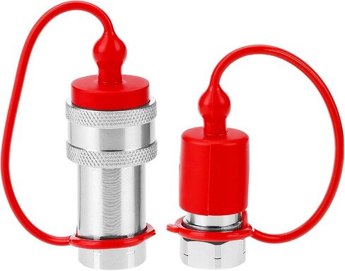 Qwork Hydraulic Quick Connect Acplers ، مجموعة من 2 ، 3/8 "خيط NPT وجسم ISO 3/8" ، 4000 PSI ، 12.15 GPM الحد الأقصى للتدفق ، الفولاذ المتصل مع أغطية الغبار in Saudi Arabia