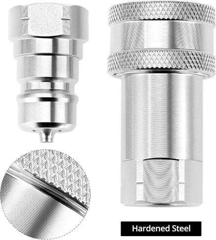 Qwork Hydraulic Quick Connect Acplers ، مجموعة من 2 ، 3/8 "خيط NPT وجسم ISO 3/8" ، 4000 PSI ، 12.15 GPM الحد الأقصى للتدفق ، الفولاذ المتصل مع أغطية الغبار in Saudi Arabia