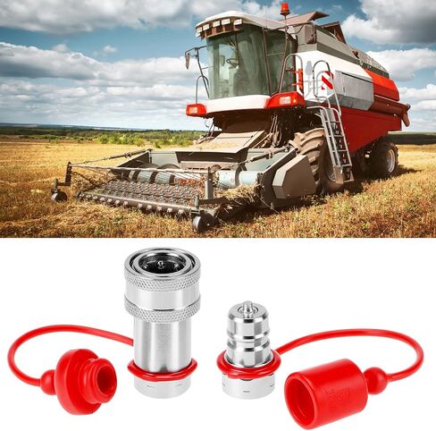 Qwork Hydraulic Quick Connect Acplers ، مجموعة من 2 ، 3/8 "خيط NPT وجسم ISO 3/8" ، 4000 PSI ، 12.15 GPM الحد الأقصى للتدفق ، الفولاذ المتصل مع أغطية الغبار in Saudi Arabia