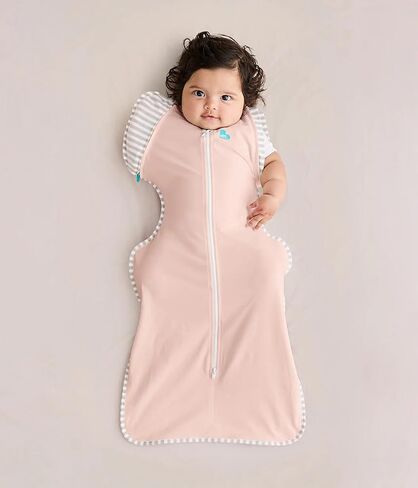 Love to Dream Transition Bag 0.2T Stretch Cotton Medium (6-8.5kg) Stage 2, Soft & Breathable, Lightweight for Comfortable Sleep, Ideal for Newborns, Stripe Print, Olive in Kuwait