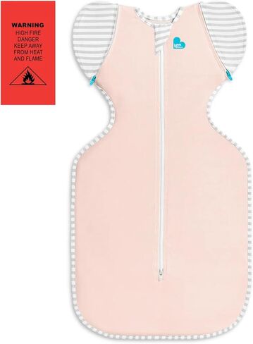 Love to Dream Transition Bag 0.2T Stretch Cotton Medium (6-8.5kg) Stage 2, Soft & Breathable, Lightweight for Comfortable Sleep, Ideal for Newborns, Stripe Print, Olive in Kuwait