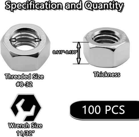 Beduan 50PCS 5/16"-18 Nuts 18-8 304 (A2-70) Stainless Hardware Nuts Commercial Grade for Boats Dock Car in Saudi Arabia