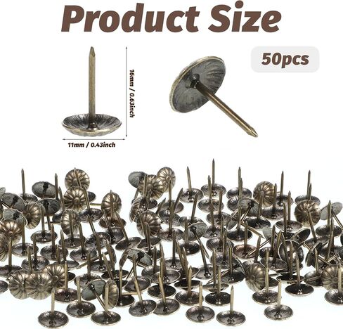 300 Pcs Antique Upholstery Tacks Daisy Furniture Bronze Nails Brass Tacks Stud Upholstery Push Pins Decorative Bronze Thumbs for Sofa, Chair, Bed, Door and Other Furniture in Saudi Arabia