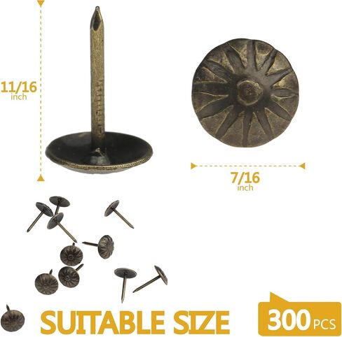 Upholstery Tacks for Furniture 7/16" Vintage Furniture Tacks Nails for Upholstery 100pcs Decorative Tack for Furniture DIY Silver Thumb Sofa Nails Furniture Tacks in Saudi Arabia