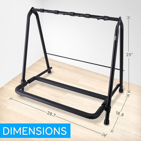 Pyle 5-Slot Multi Guitar Stand-رف غيتار أرضي قابلة للطي للقيثارات الصوتية والكهربائية والباس والإطار المعدني الثقيل مع حشو رغوة وتخزين آمن للأدوات للمرحلة والاستوديو ، 29 "x19" x25 " in Saudi Arabia