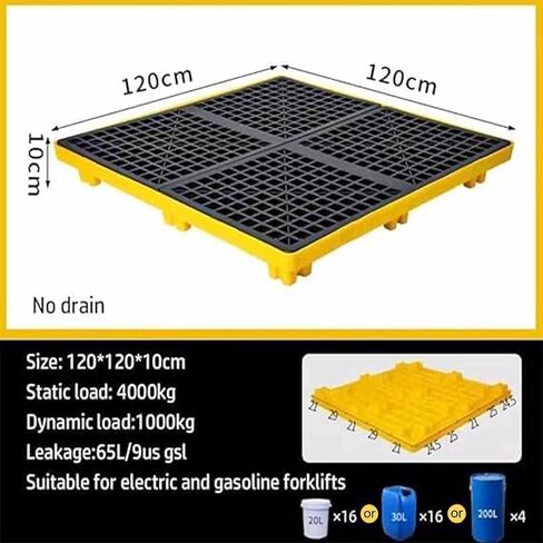 Drum Spill Containment Pallet, with Drain and Forklift Pockets, 2,000 Lbs. Load Capacity Containment Tray for Garage Supermarket Basement(49x35x9cm)(130x110x30cm) in Saudi Arabia
