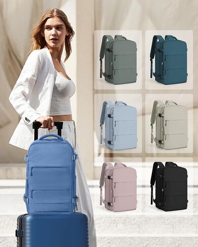 coowoz Large Travel Backpack For Women Men,Carry On Rucksack Flight Approved,Hiking Backpack Waterproof Outdoor Sports Casual Daypack Fit 15.6 Inch Laptop Compartment (Blue) in Saudi Arabia