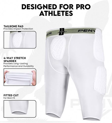 7.0 Football Girdle for Men & Boys with Cup Pocket - Padded Compression Shorts with Integrated Hip, Thigh, Knee & Tailbone Pads for Maximum Protection in Kuwait