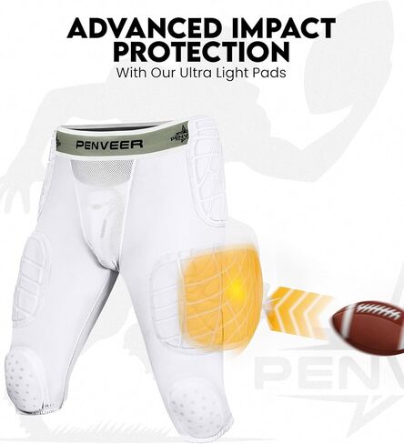 7.0 Football Girdle for Men & Boys with Cup Pocket - Padded Compression Shorts with Integrated Hip, Thigh, Knee & Tailbone Pads for Maximum Protection in Kuwait