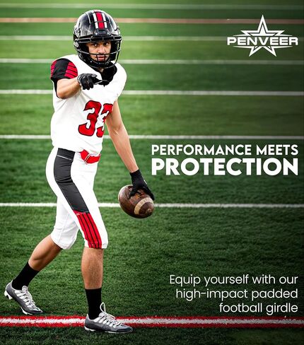 7.0 Football Girdle for Men & Boys with Cup Pocket - Padded Compression Shorts with Integrated Hip, Thigh, Knee & Tailbone Pads for Maximum Protection in Kuwait