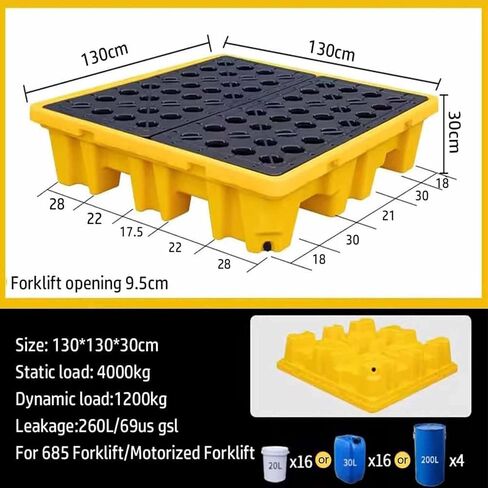 48"x24"x4" Spill Platform with Grating and Forklift Pockets, 2,000 Lbs. Load Capacity Containment Tray with Drain Outlet Modular Platform Pallets(50x36x10cm) in Saudi Arabia