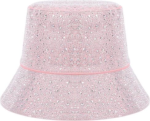 Women's Ultra Wide Brim Cotton Bucket Hat Unisex Trendy Bling Rhinestones Summer Sun Hat for Fishing Beach Vacation in Saudi Arabia