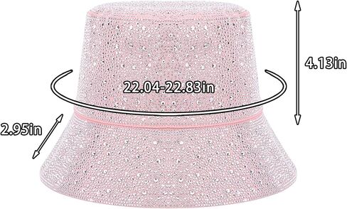 Women's Ultra Wide Brim Cotton Bucket Hat Unisex Trendy Bling Rhinestones Summer Sun Hat for Fishing Beach Vacation in Saudi Arabia