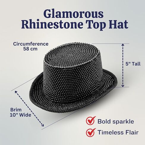 Dress Up America Top Hats for Men and Women - Rhinestone Top Hat for Adults - Elegant Costume Magician Hat in Saudi Arabia