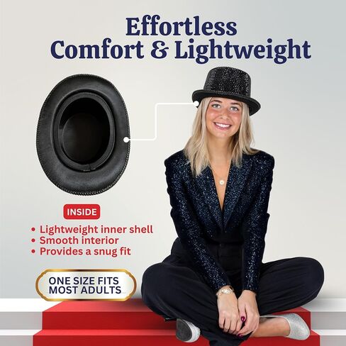 Dress Up America Top Hats for Men and Women - Rhinestone Top Hat for Adults - Elegant Costume Magician Hat in Saudi Arabia