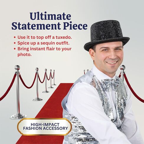 Dress Up America Top Hats for Men and Women - Rhinestone Top Hat for Adults - Elegant Costume Magician Hat in Saudi Arabia