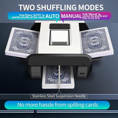 BOWRICH Portable Automatic Card Shuffler, 1-2 Decks Low Noise Rechargeable Electric Shuffling Machine for Texas Hold'em, Skip-Bo, Poker, UNO, Phase 10 in Saudi Arabia