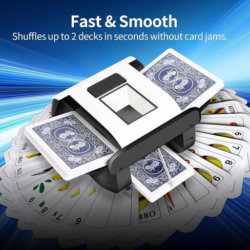 BOWRICH Portable Automatic Card Shuffler, 1-2 Decks Low Noise Rechargeable Electric Shuffling Machine for Texas Hold'em, Skip-Bo, Poker, UNO, Phase 10 in Saudi Arabia