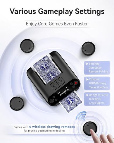Automatic Card Dealer 1-2-3 Deck, 12 Players, 4 Drawing Remotes, Rechargeable Playing Suitable for Texas Hold'em UNO Poker Games Card Dealer in Saudi Arabia