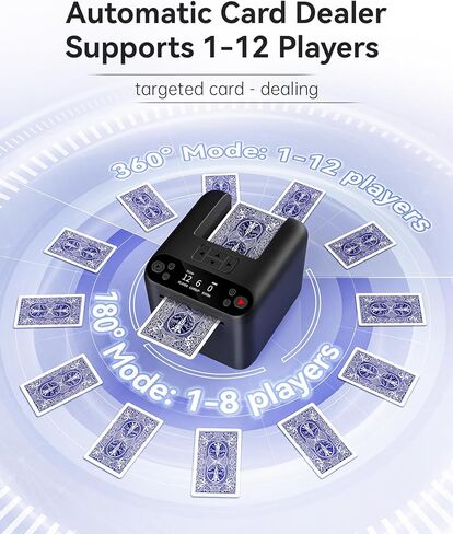 Automatic Card Dealer 1-2-3 Deck, 12 Players, 4 Drawing Remotes, Rechargeable Playing Suitable for Texas Hold'em UNO Poker Games Card Dealer in Saudi Arabia