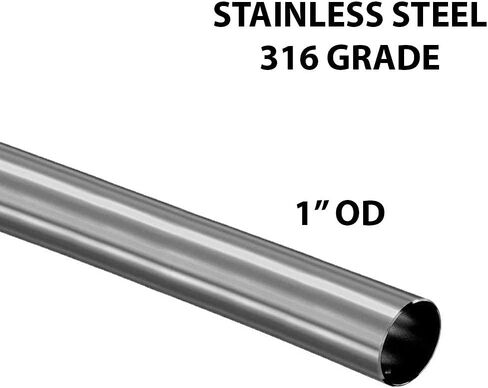 1" OD - Brushed Stainless Steel Tubing 316 Grade - 48" Long - 16 Gauge (Custom Order) in Kuwait