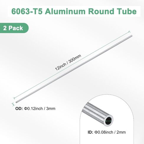 2-pack 300mm 6063 أنبوب مستدير الألومنيوم ، 32 مم معرف 35 مم OD أنابيب الألومنيوم سلسة للبناء/صياغة/صياغة DIY ، أنبوب مستقيم معدني [1.26 "x1.38" x12 "] in Saudi Arabia