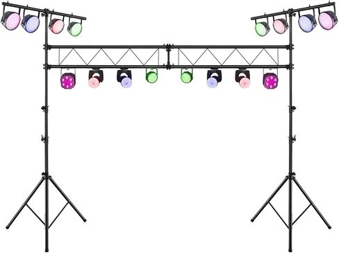 Goplus DJ Light Stand ، نظام الجمالون الإضاءة 14 قدمًا مع 32 مصباحًا يحمل سعة 220 رطلاً ، ومرتفعات قابلة للتعديل من 11 مستوى ، و BAR ، ومكافحة الإضاءة للمعادن لمرحلة الصوت المحمولة ، والبار ، والحفلات ، واللواء in Saudi Arabia