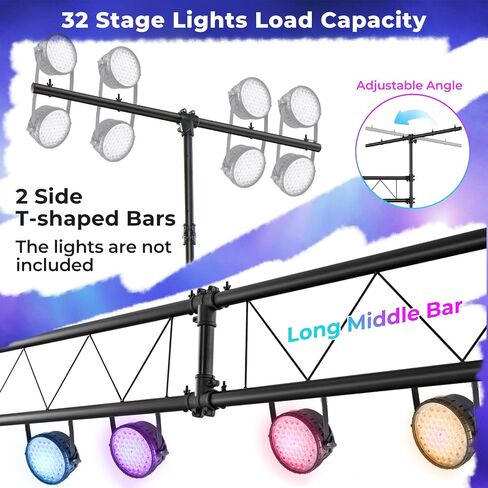 Goplus DJ Light Stand ، نظام الجمالون الإضاءة 14 قدمًا مع 32 مصباحًا يحمل سعة 220 رطلاً ، ومرتفعات قابلة للتعديل من 11 مستوى ، و BAR ، ومكافحة الإضاءة للمعادن لمرحلة الصوت المحمولة ، والبار ، والحفلات ، واللواء in Saudi Arabia