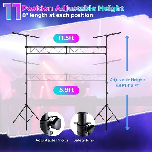 Goplus DJ Light Stand ، نظام الجمالون الإضاءة 14 قدمًا مع 32 مصباحًا يحمل سعة 220 رطلاً ، ومرتفعات قابلة للتعديل من 11 مستوى ، و BAR ، ومكافحة الإضاءة للمعادن لمرحلة الصوت المحمولة ، والبار ، والحفلات ، واللواء in Saudi Arabia