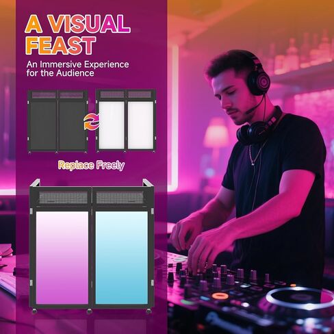DJ Facade Booth Table 40" x 20" - Portable Detachable DJ Booth Table Station with Black/White Scrims & Carry Bag for Show, Party, Gathering in Saudi Arabia