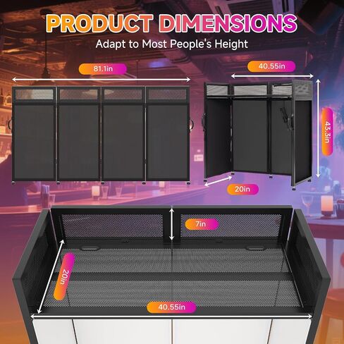 DJ Facade Booth Table 40" x 20" - Portable Detachable DJ Booth Table Station with Black/White Scrims & Carry Bag for Show, Party, Gathering in Saudi Arabia