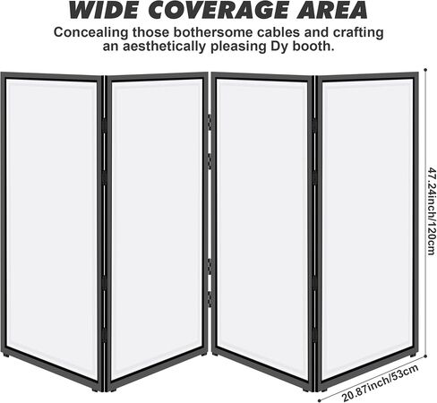DJ Facade Booth, DJ Stand Portable Event Cover Screen with Foldable 4 Detachable Metal Frame Light Projector Display Scrim Panel Stand with Carry Bag for Party,Show,Gathering(White and Black) in Saudi Arabia