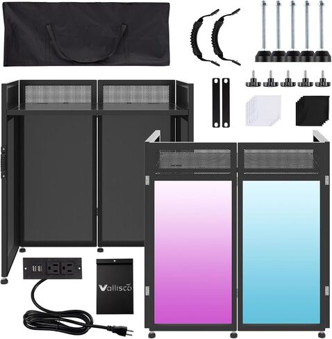 DJ Facade Booth Table 40" x 20" - Portable Detachable DJ Booth Table Station with Black/White Scrims & Carry Bag for Show, Party, Gathering in Saudi Arabia