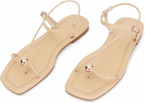 Strappy Flat Sandals for Women Comfortable Dressy Summer Beach Thong Flip Flop Slide Sandals with Gold Hardware in Saudi Arabia