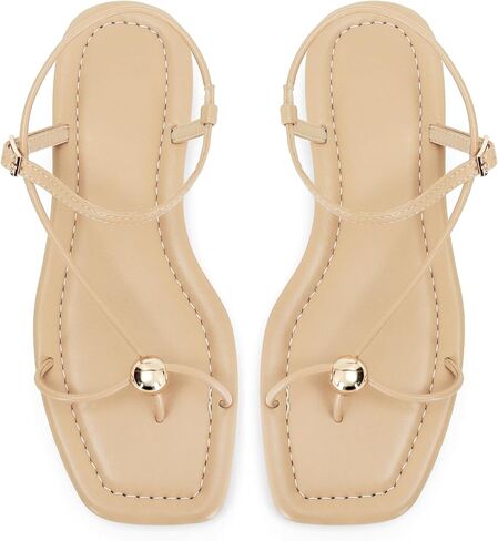 Strappy Flat Sandals for Women Comfortable Dressy Summer Beach Thong Flip Flop Slide Sandals with Gold Hardware in Saudi Arabia