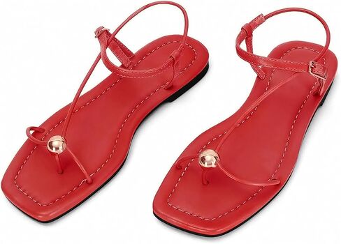 Strappy Flat Sandals for Women Comfortable Dressy Summer Beach Thong Flip Flop Slide Sandals with Gold Hardware in Saudi Arabia