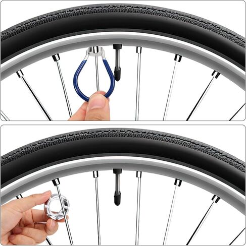 5pcs Universal Bicycle Spoke Wrench Set, Portable Spoke Tool with Tire Lever Bike Rim Correct Kit Bike Wheel Wrench 10-15 Gauge for Cycling Wheel Tension Adjust Repair Tools in Saudi Arabia