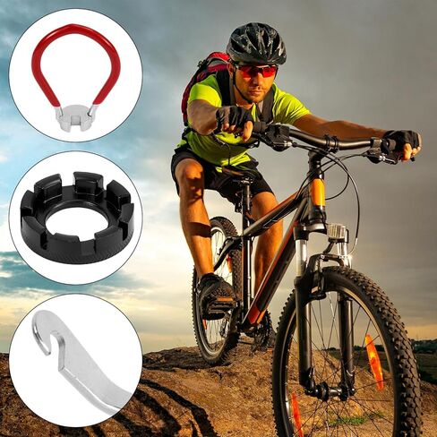 5pcs Universal Bicycle Spoke Wrench Set, Portable Spoke Tool with Tire Lever Bike Rim Correct Kit Bike Wheel Wrench 10-15 Gauge for Cycling Wheel Tension Adjust Repair Tools in Saudi Arabia