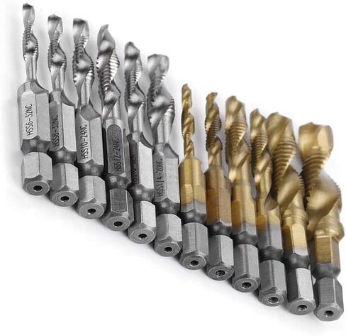 مجموعة بتات الحفر Chiciris ، 12pcs M3 إلى M10 مجموعة الحفر ، Hex Shank Tap Bit ، Metric & Inch Tap in Kuwait