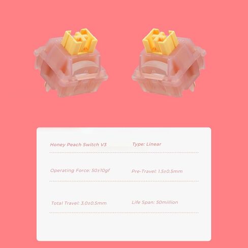 Outemu Honey Peach Switch V3 ، 40g مفتاح خطي صامت صامت مسبقًا للوحة مفاتيح الألعاب الميكانيكية ، مفاتيح 5 دبوس (خوخ العسل ، 70 ٪) in Saudi Arabia
